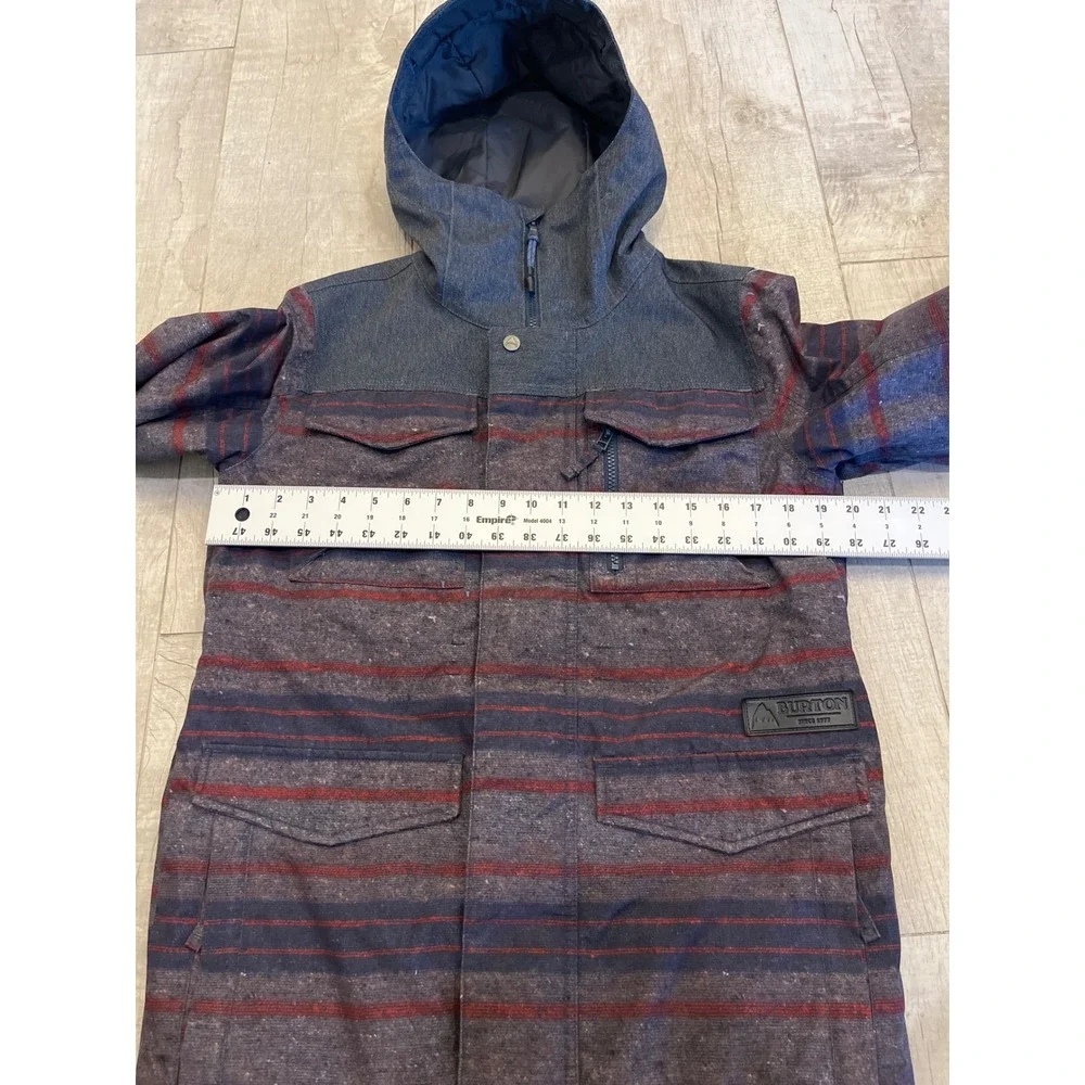 Burton Mens Striped Snowboard‎ Jacket Hooded Blue Red Outerwear Small